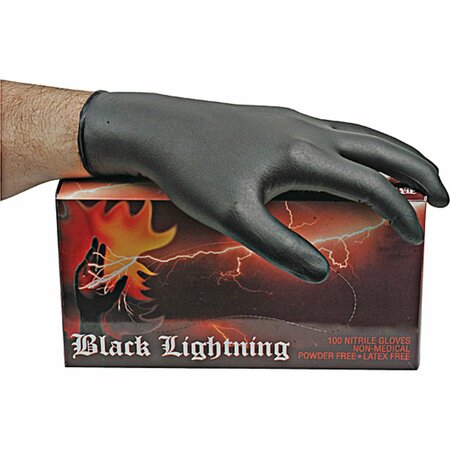 DB ELECTRICAL Black Lightning, Nitrile Disposable Gloves, 5.2 mil Palm , Nitrile, XL, 100 PK, Black 900-81002